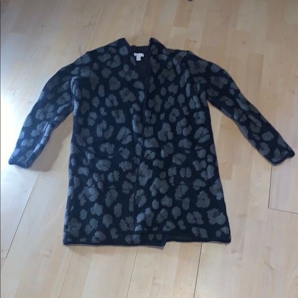 Nine West Black and Gray Leopard Print Cardigan - Picture 1 of 8